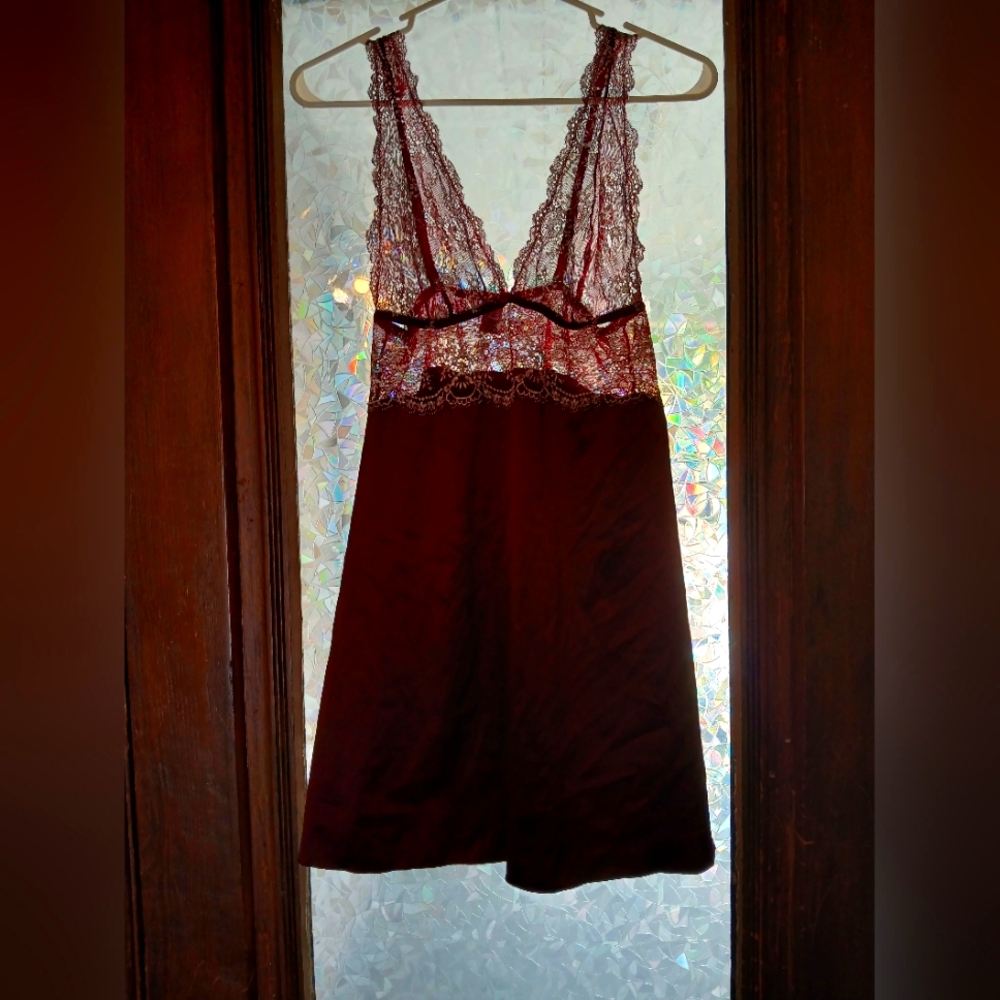 Lace, silk lingerie dress.